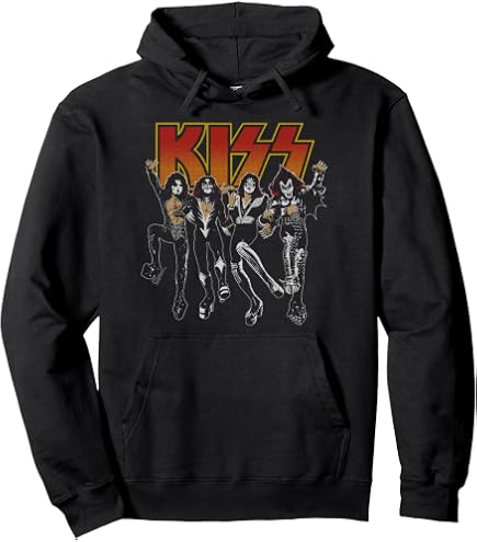 Amazon.com: Kiss Hoodie Band Logo Faces and Icons Official Mens
